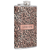 シックバラゴールドフォイルヒョウパーソナライズされたプリント フラスク (右)