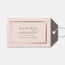 シックバラゴールドフォイル&赤面ピンクナチュラルコスメ ギフトタグ