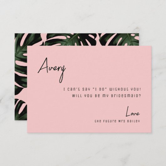 シックバラトロピカルビーチブライデスメイド提案カード サンキューカード (正面/裏面)