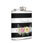 シックバラフローラトレンディーブラックストライプと名前 フラスク (右)