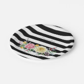シックバラフローラトレンディーブラックストライプと名前 ペーパープレート (アングル)