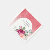 シックバラフローラレッドグリッター誕生日 スタンダードカクテルナプキン (角)