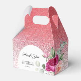 シックバラフローラレッドグリッター誕生日 フェイバーボックス