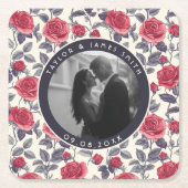 シックバラミニマ結婚リスト スクエアペーパーコースター (正面)