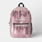 シックバラ赤面ピンクドリップモノグラム プリントバックパック (正面)