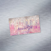 シックバラ赤面ピンクホログラフィックドリップモノグラム マグネット名刺 (インサイチュ)