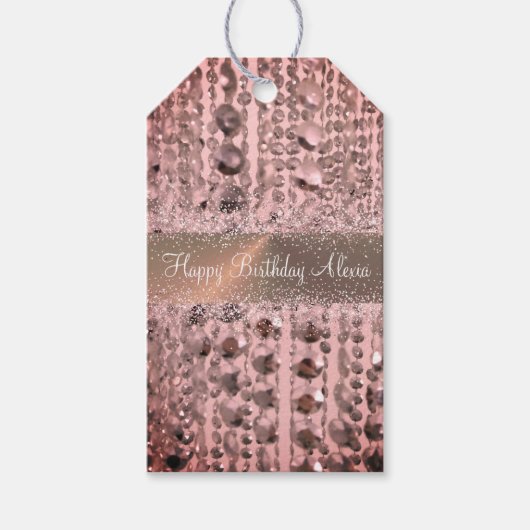 シックバラ赤面弦楽器ビーズ ギフトタグ (正面)