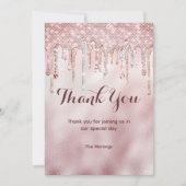 シックバラ赤面金ゴールドグリッタードライ感謝していプアップ カード (正面)