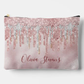 シックバラ赤面金ゴールドグリッタードリップモノグラムノートボ アクセサリーポーチ (正面)