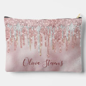 シックバラ赤面金ゴールドグリッタードリップモノグラムノートボ アクセサリーポーチ (裏面)