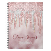 シックバラ赤面金ゴールドグリッタードリップモノグラムノートボ ノートブック (正面)