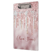 シックバラ赤面金ゴールドグリッタードリップモノグラム クリップボード (左)