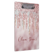 シックバラ赤面金ゴールドグリッタードリップモノグラム クリップボード (右)