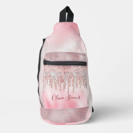 シックバラ赤面金ゴールドグリッタードリップモノグラム スリングバッグ