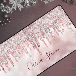 シックバラ赤面金ゴールドグリッタードリップモノグラム デスクマット