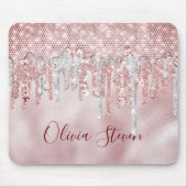 シックバラ赤面金ゴールドグリッタードリップモノグラム マウスパッド (正面)