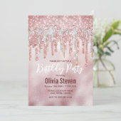 シックバラ赤面金ゴールドグリッタードリップモノグラム 招待状 (スタンド正面)