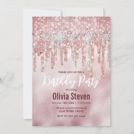 シックバラ赤面金ゴールドグリッタードリップモノグラム 招待状