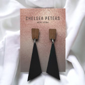 シックバラ金ゴールドきらめくイヤリングディスプレイカード