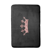 シックバラ金ゴールドきらめくプリンセスクラウンオンブラック バスマット (正面縦)