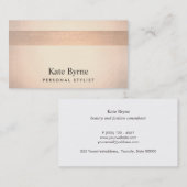 シックバラ金ゴールドとストライプの銅モダンスタイリッシュ 名刺 (正面/裏面)