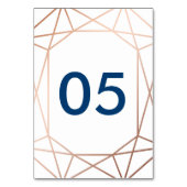 シックバラ金ゴールドとネイビーブルージオメトリック テーブルナンバー (正面)