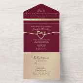 シックバラ金ゴールドとブルゴーニュ結婚ーズ オールインワン招待状 (内側)