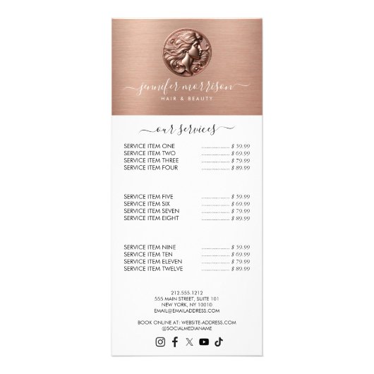 シックバラ金ゴールドカメオ美しい、ヘアスキンケア ラックカード (正面)