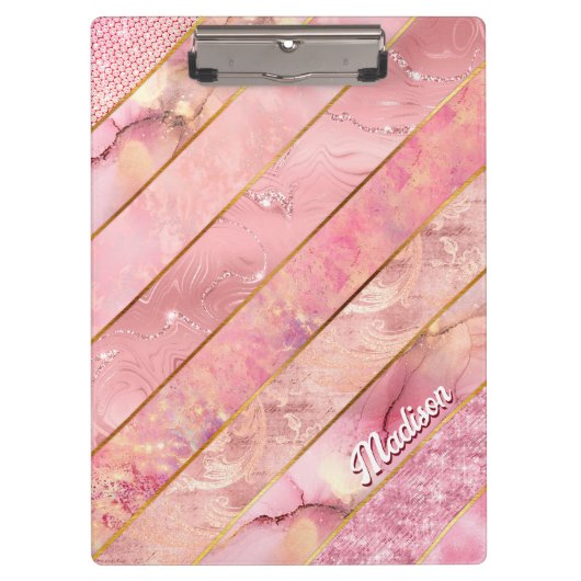 シックバラ金ゴールドガーリー幾何エレガント図形 クリップボード (正面)