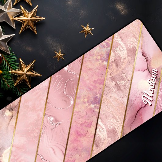 シックバラ金ゴールドガーリー幾何エレガント図形 デスクマット