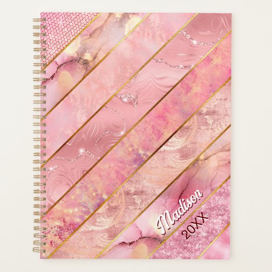 シックバラ金ゴールドガーリー幾何エレガント図形 プランナー手帳 (正面)