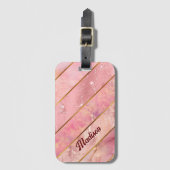 シックバラ金ゴールドガーリー幾何エレガント図形 ラゲッジタグ (正面縦)