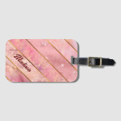 シックバラ金ゴールドガーリー幾何エレガント図形 ラゲッジタグ (正面横)