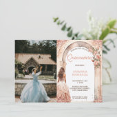 シックバラ金ゴールドキンセアニラドレスフローラアーチ写真 招待状 (スタンド正面)