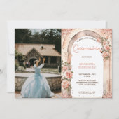 シックバラ金ゴールドキンセアニラバラフローラアーチ写真 招待状 (正面)