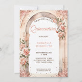 シックバラ金ゴールドキンセアニラバラフローラアーチ写真 招待状 (正面)