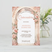 シックバラ金ゴールドキンセアニラバラフローラアーチ写真 招待状 (スタンド正面)