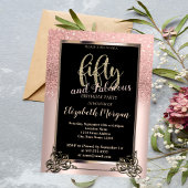 シックバラ金ゴールドグラデーショングリッター50thバースデーパーティー 招待状