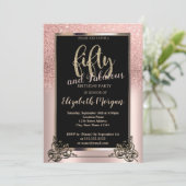 シックバラ金ゴールドグラデーショングリッター50thバースデーパーティー 招待状 (スタンド正面)