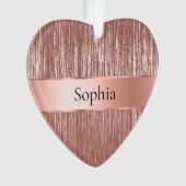 シックバラ金ゴールドグラムティンセルストライプクリスマス オーナメント (正面)