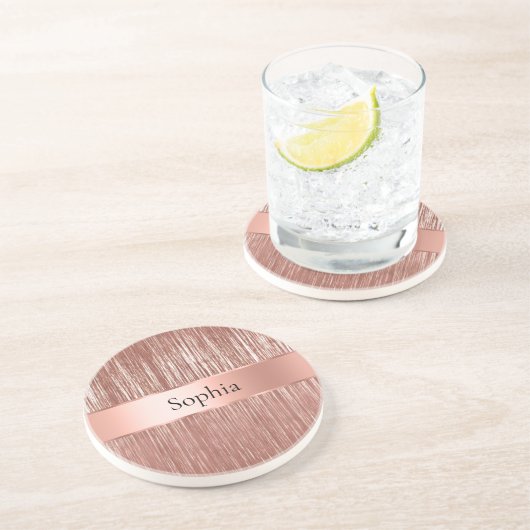 シックバラ金ゴールドグラムティンセルストライプクリスマス コースター (側面)