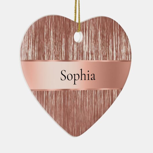 シックバラ金ゴールドグラムティンセルストライプクリスマス セラミックオーナメント (右)