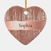 シックバラ金ゴールドグラムティンセルストライプクリスマス セラミックオーナメント (正面)