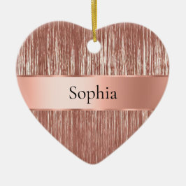 シックバラ金ゴールドグラムティンセルストライプクリスマス セラミックオーナメント