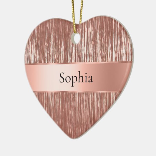 シックバラ金ゴールドグラムティンセルストライプクリスマス セラミックオーナメント (左)