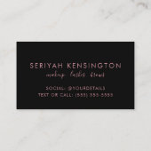 シックバラ金ゴールドグリッターオンブラックメイクアップアーティスト 名刺 (裏面)