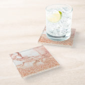 シックバラ金ゴールドグリッターグラデーションピンクグリッター大理石 ガラスコースター (アングル)
