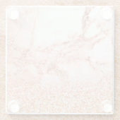 シックバラ金ゴールドグリッターグラデーションピンクグリッター大理石 ガラスコースター (裏面)