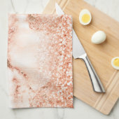 シックバラ金ゴールドグリッターグラデーションピンクグリッター大理石 キッチンタオル (四つ折り)