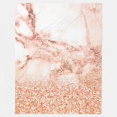 シックバラ金ゴールドグリッターグラデーションピンクグリッター大理石 フリースブランケット (正面)